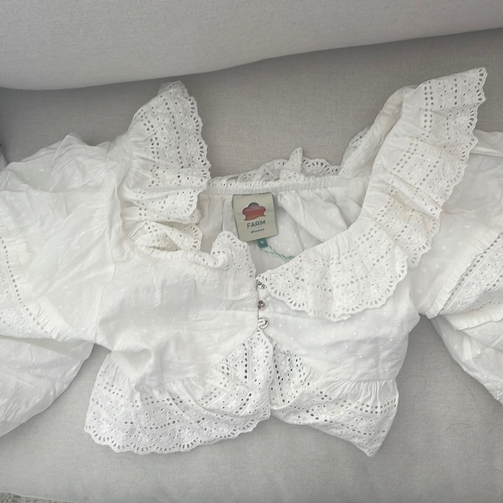 Farm Rio -White lace crop top NWT